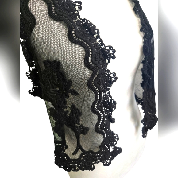 Pinky Black Lace Mesh Open Vest Size L - Picture 5 of 6